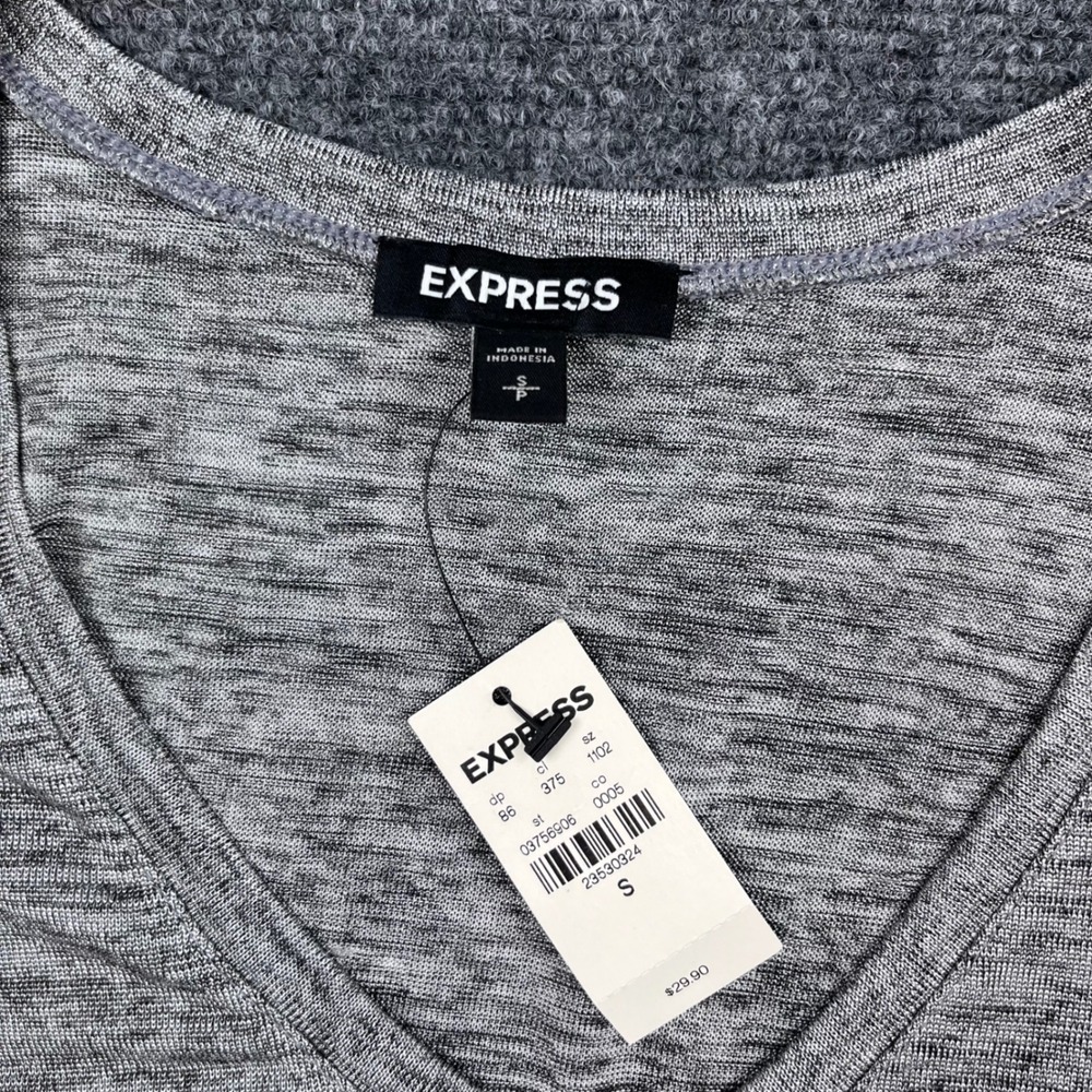 Express Space Dye Cinch Hem Gray Knit Tank Top - Picture 3 of 7